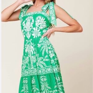 fab'rik Grayson NWT Palm Tree Print Lined Maxi Dress L